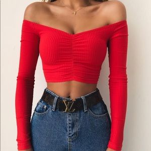 Red tiger mist crop top